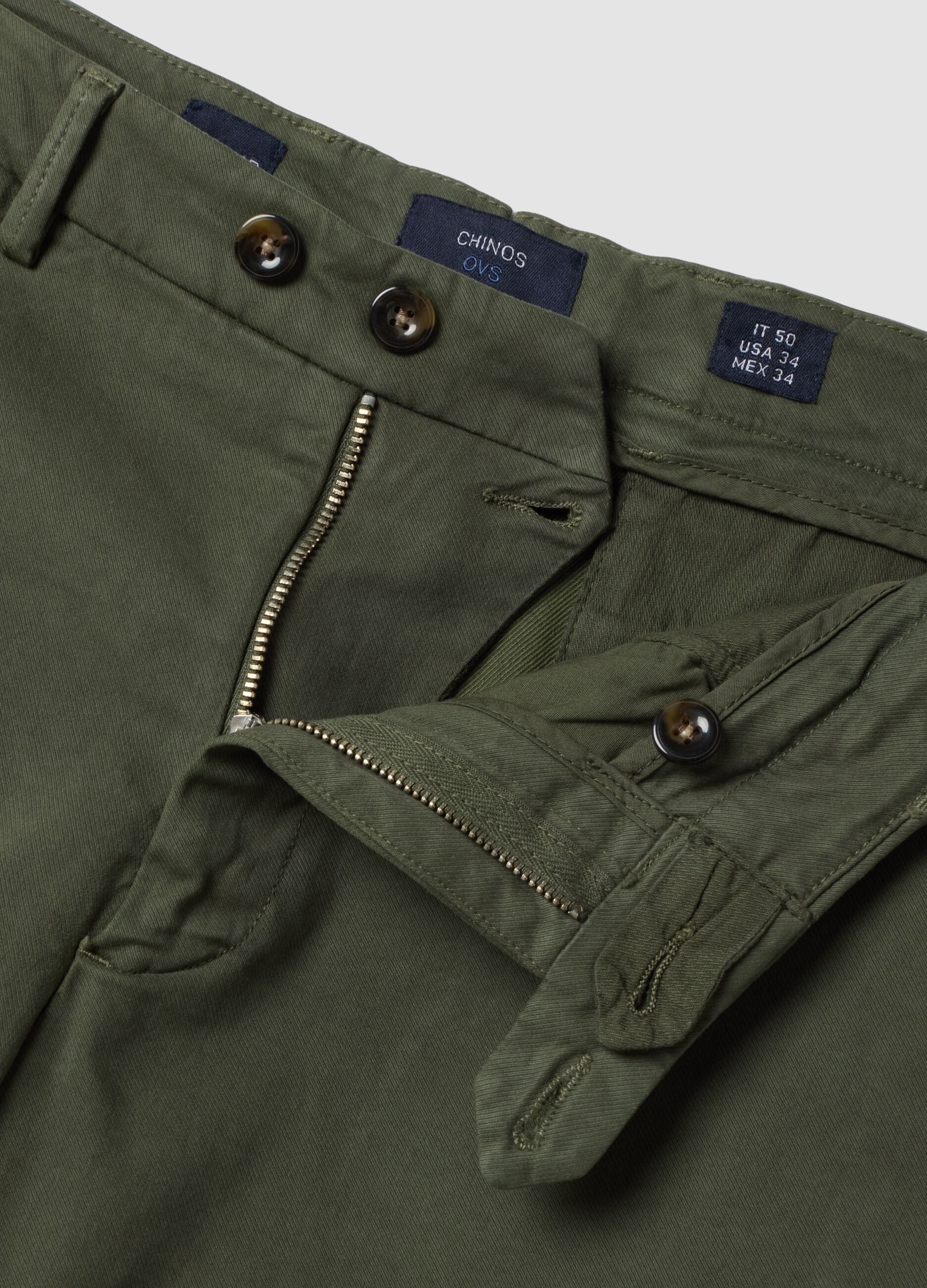 Pantaloni chino grigi in cotone e modal elasticizzato