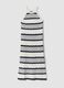 Fitted maxi dress in pure cotton with openwork knit and multicolour stripes_4