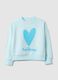 Sweatshirt azul-celeste de mistura de algod&atilde;o corte regular com cora&ccedil;&atilde;o para meninas_0