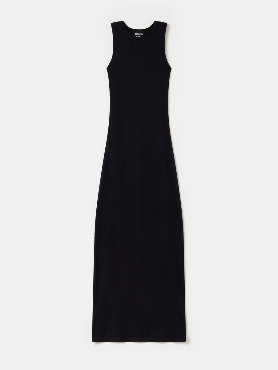 Ribbed Long Dress Black_4