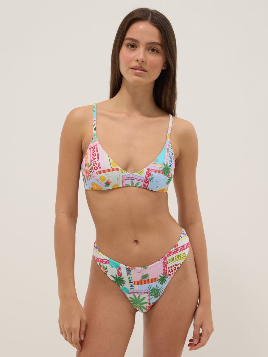 Haut de bikini multicolore en tissu stretch_1