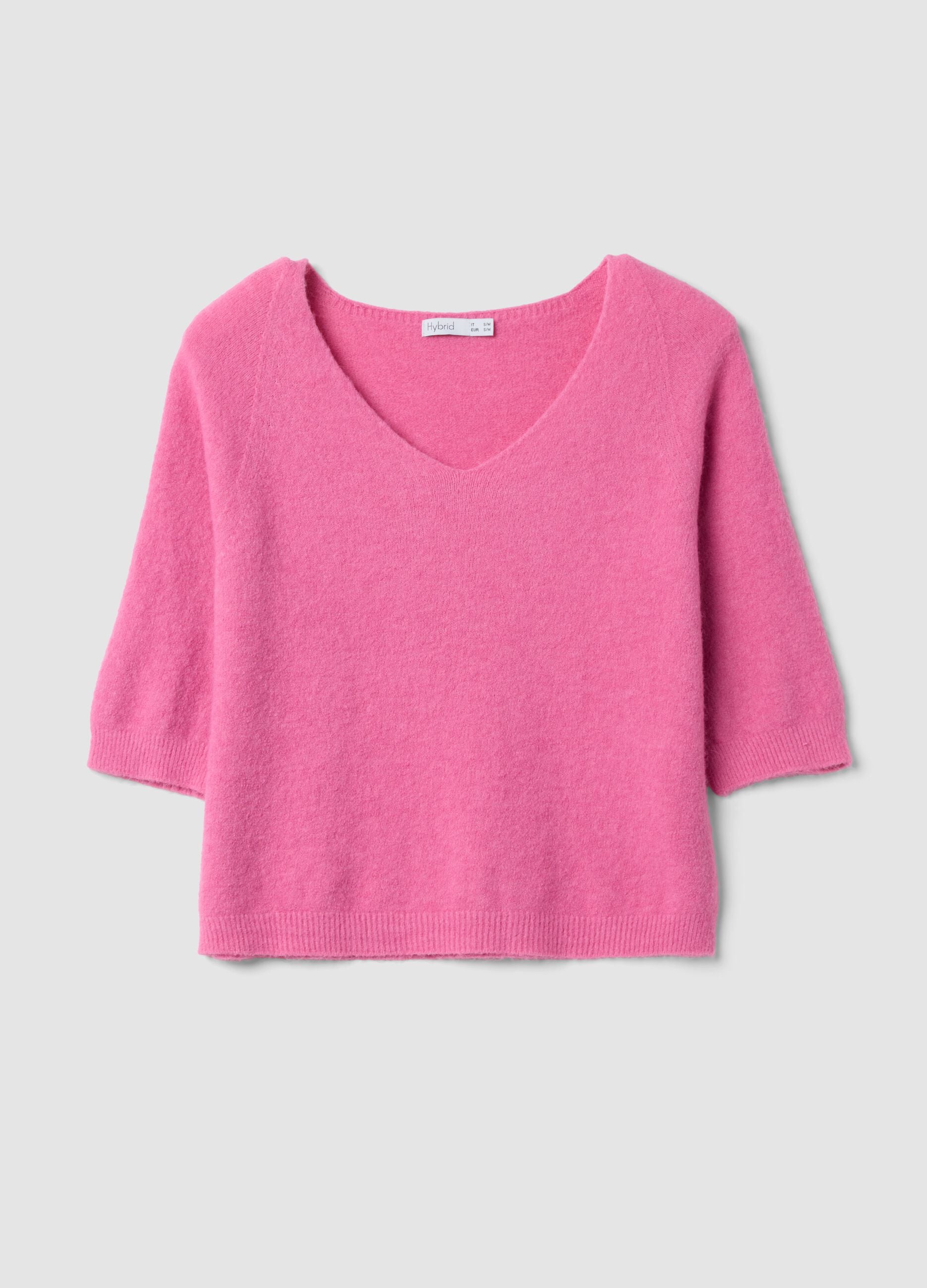 Rosa Pullover mit V-Ausschnitt im Regular Fit