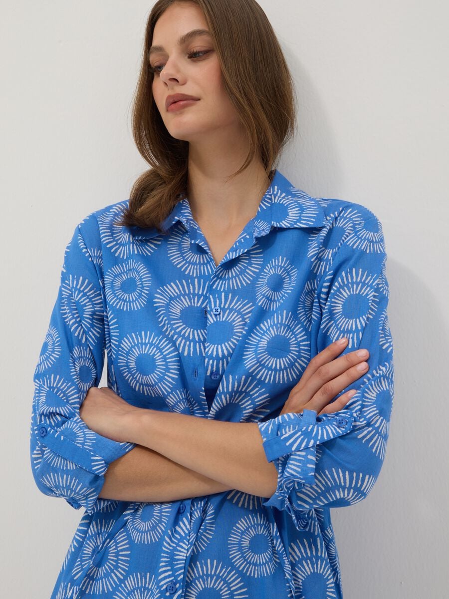 Long blue organic cotton kaftan_2