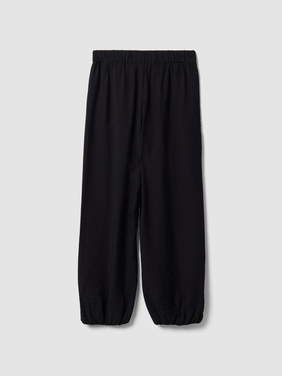 Pantaloni neri in misto viscosa relaxed fit_1