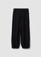 Pantaloni neri in misto viscosa relaxed fit_1
