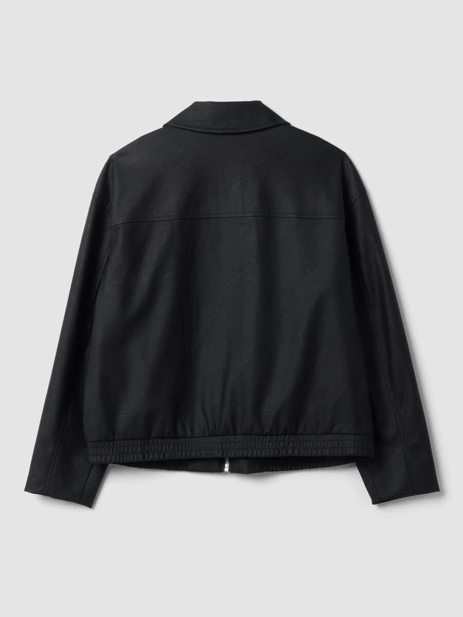 Schwarze Regular-Fit-Jacke mit Rei&szlig;verschluss und Kragen_2