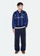 Blue and black pure cotton polo-collar top with oversized fit_0
