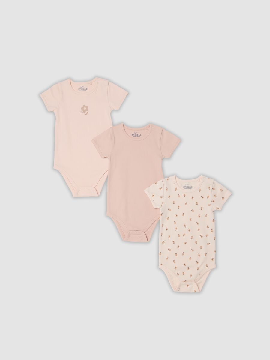3-pack of multicolour organic cotton bodysuits with print for baby girl_0