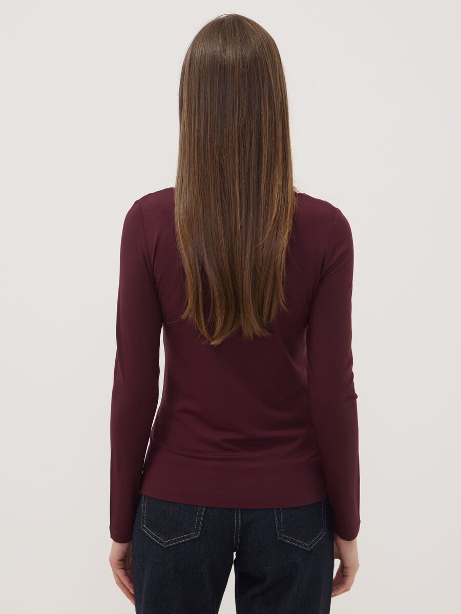 Purple stretch viscose slim-fit crew-neck T-shirt_3