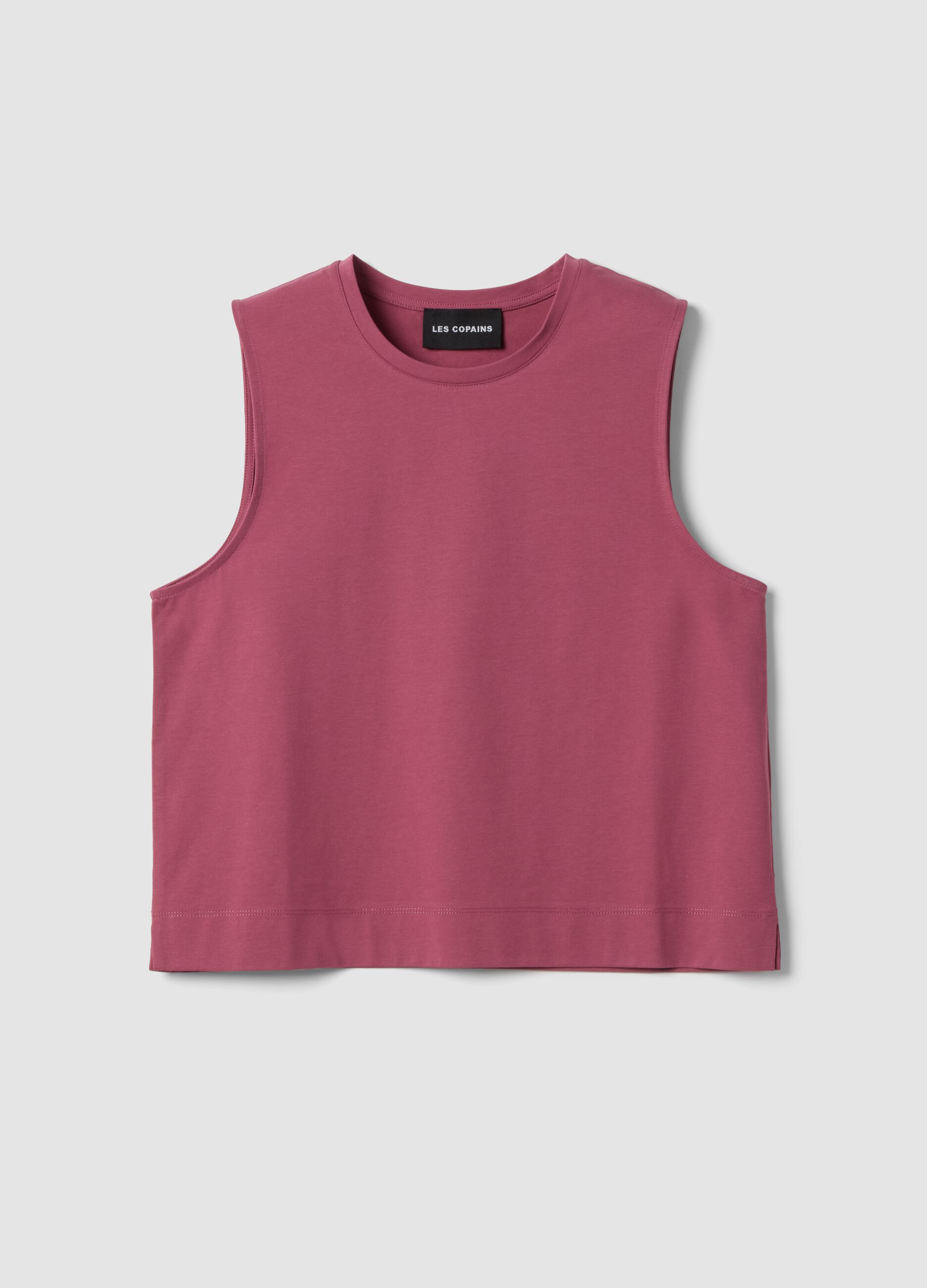 Pink cotton-blend tank top