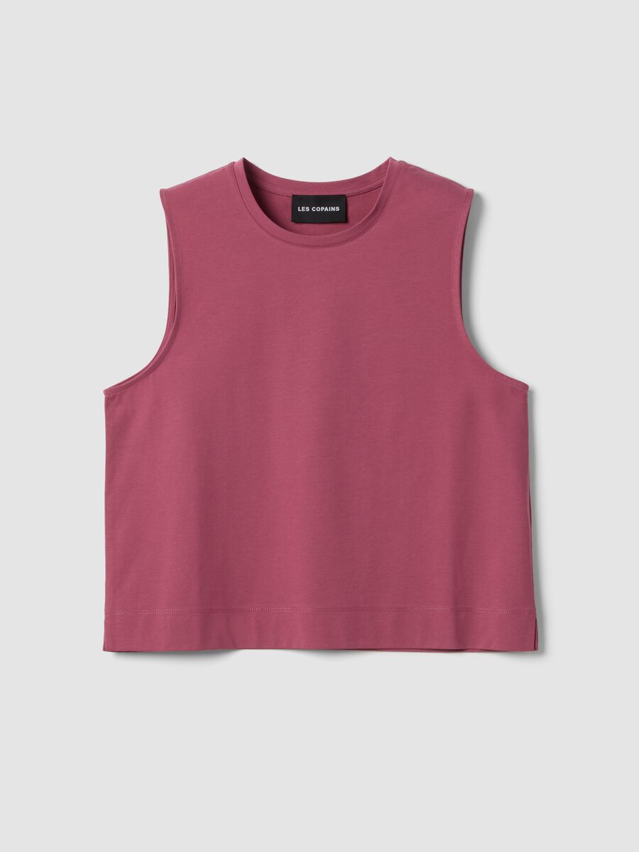 Pink cotton-blend tank top_0