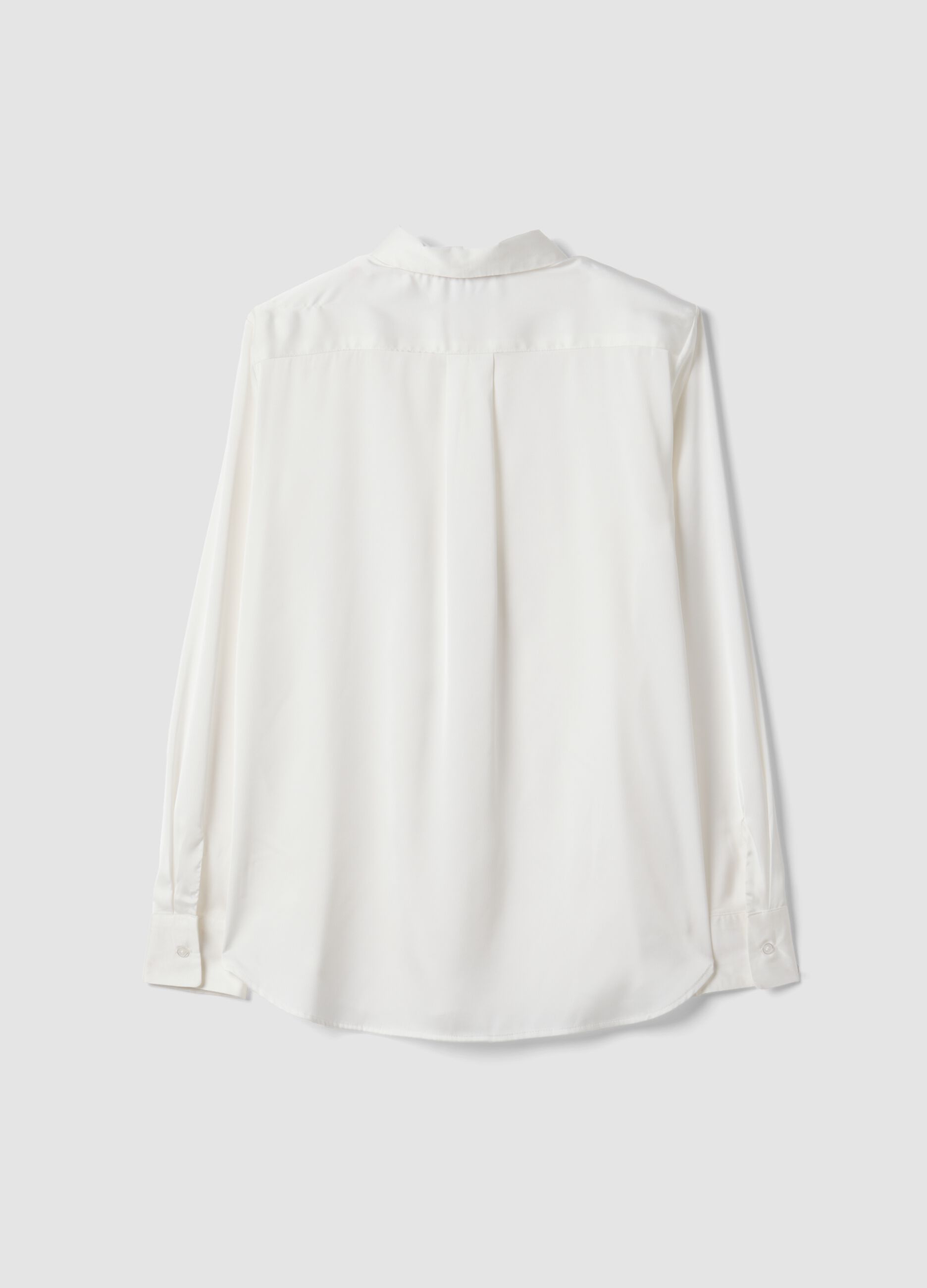 White stretch-fabric shirt with classic collar, regular fit