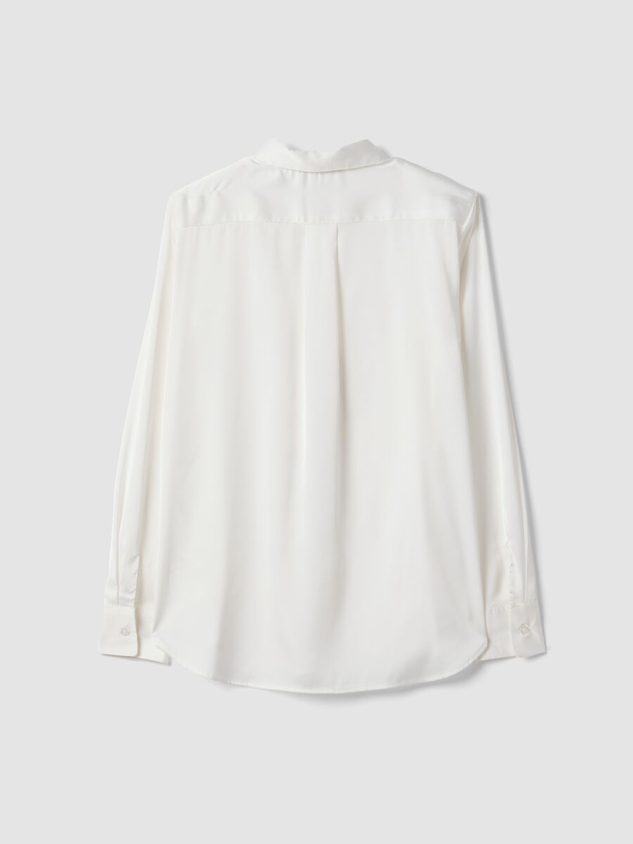 White stretch-fabric shirt with classic collar, regular fit_2