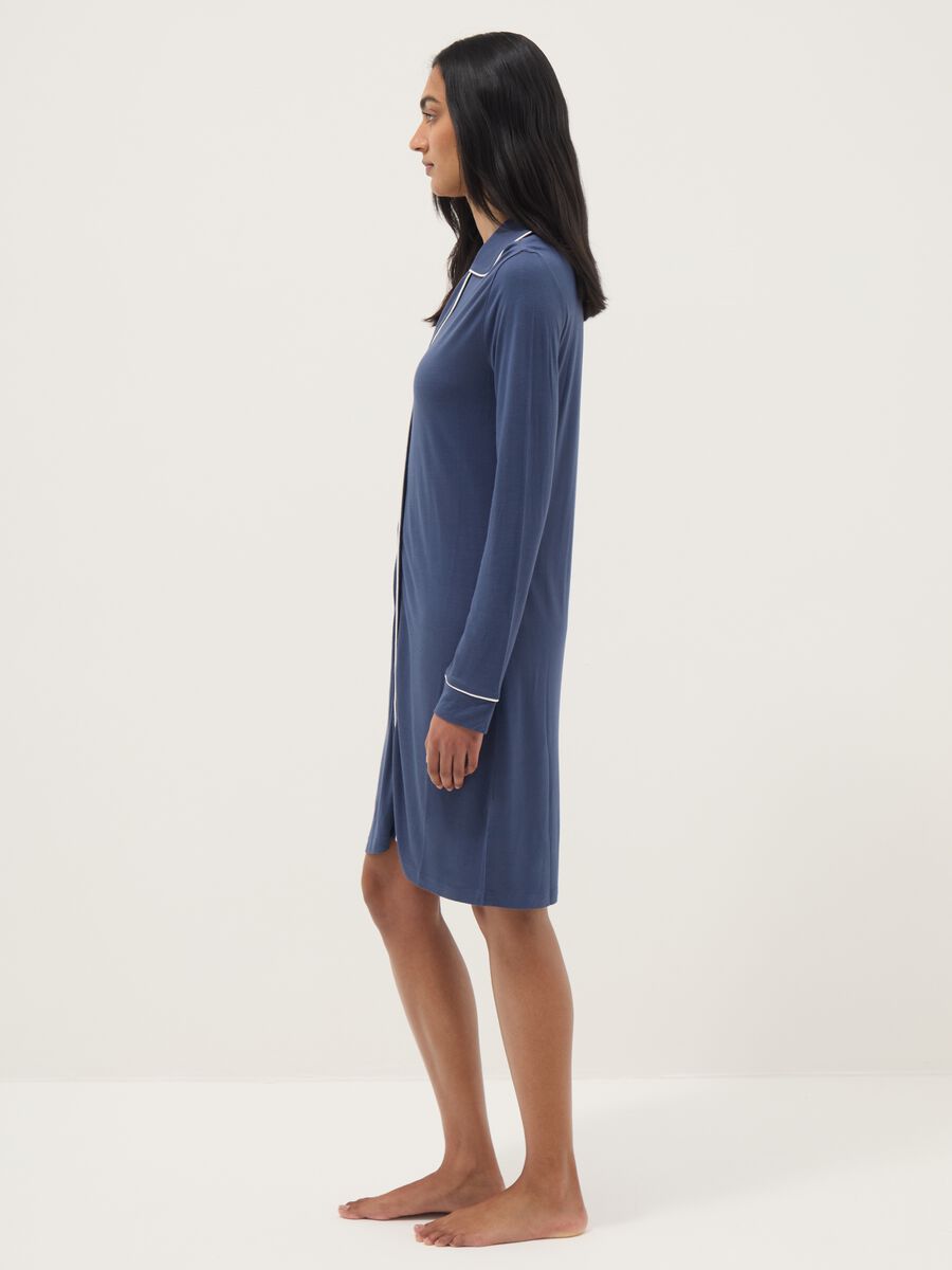 Pure blue viscose nightdress with buttons_1