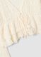 White stretch fabric top with deep V-neck and ruffle hem_1