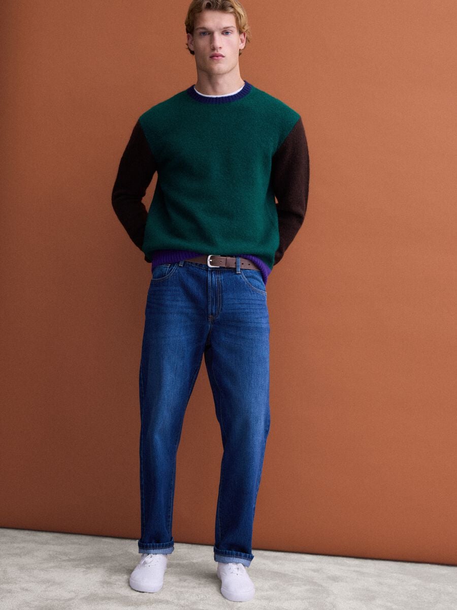 Green crew-neck jumper in stretch wool and alpaca, regular fit_2