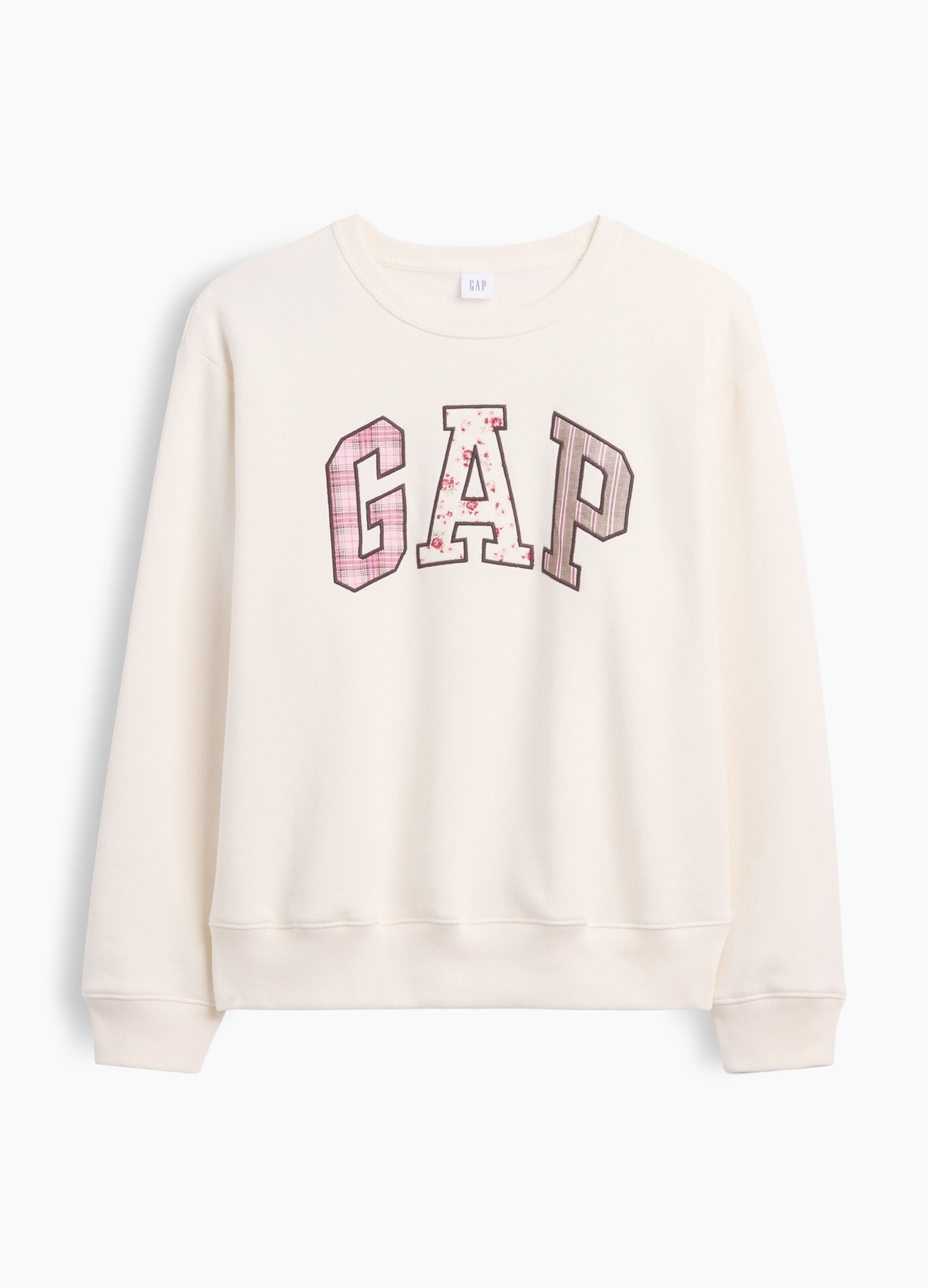 Elfenbeinweisses Sweatshirt aus Baumwollmix mit GAP-Schriftzug im Muster