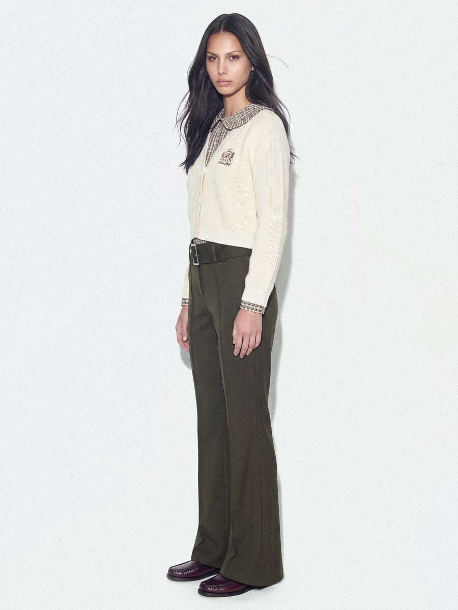 Pantaloni verdi in viscosa elasticizzata slim fit_4