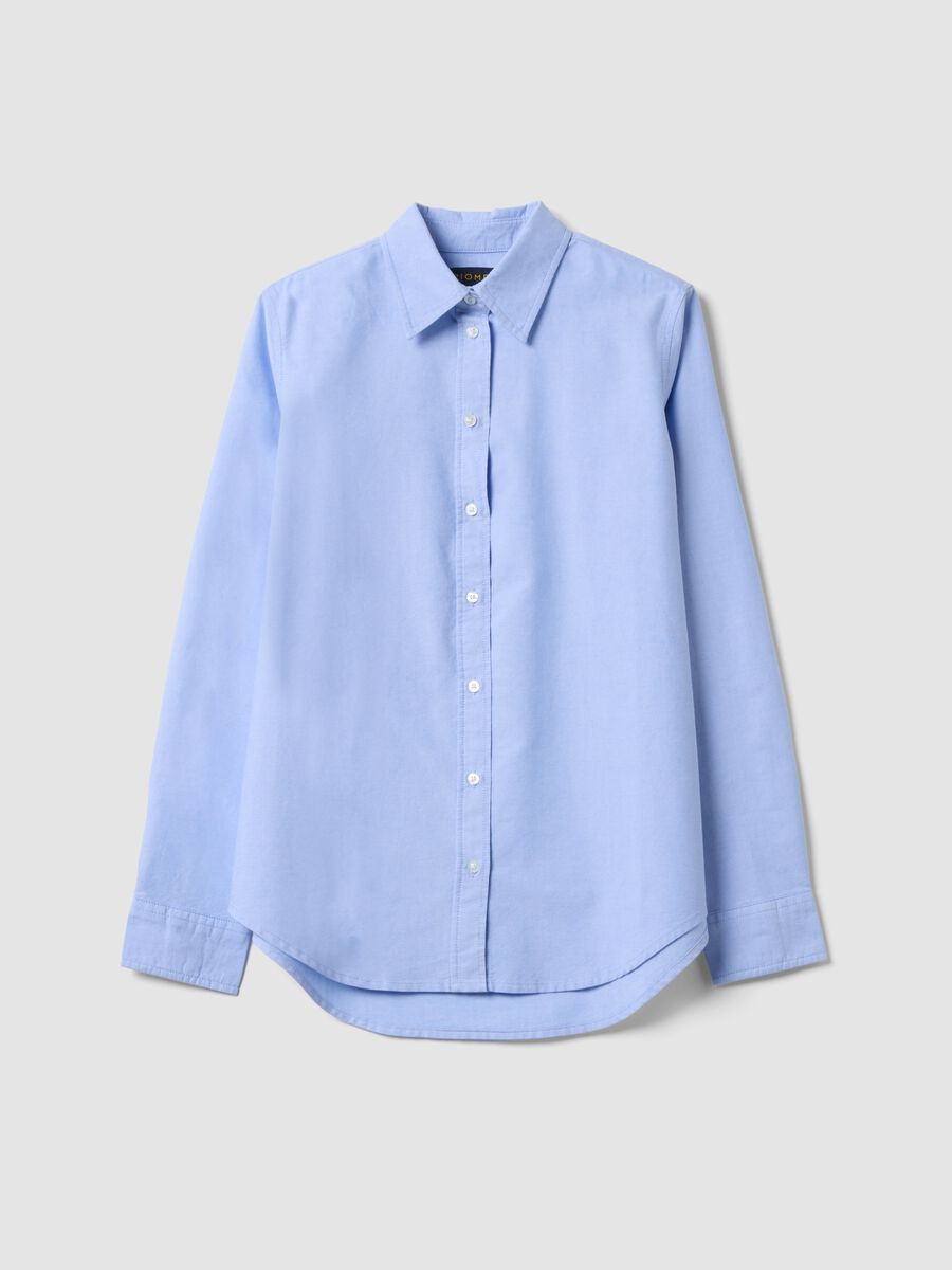 Hellblaues Oxford-Hemd aus reiner Baumwolle, Comfort Fit_0
