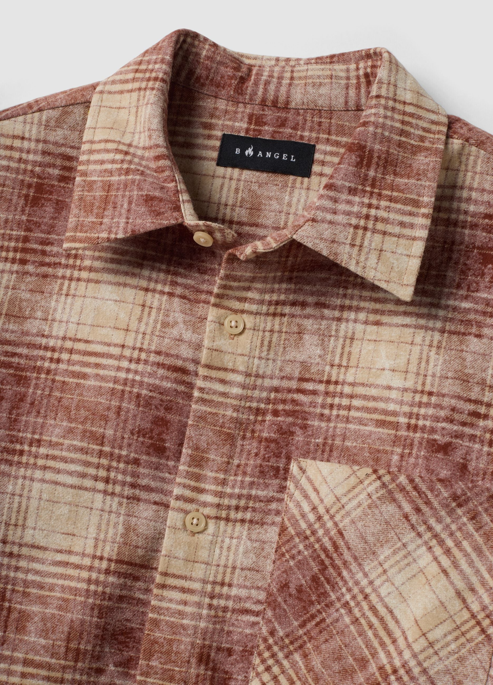 Camicia marrone a quadri in puro cotone