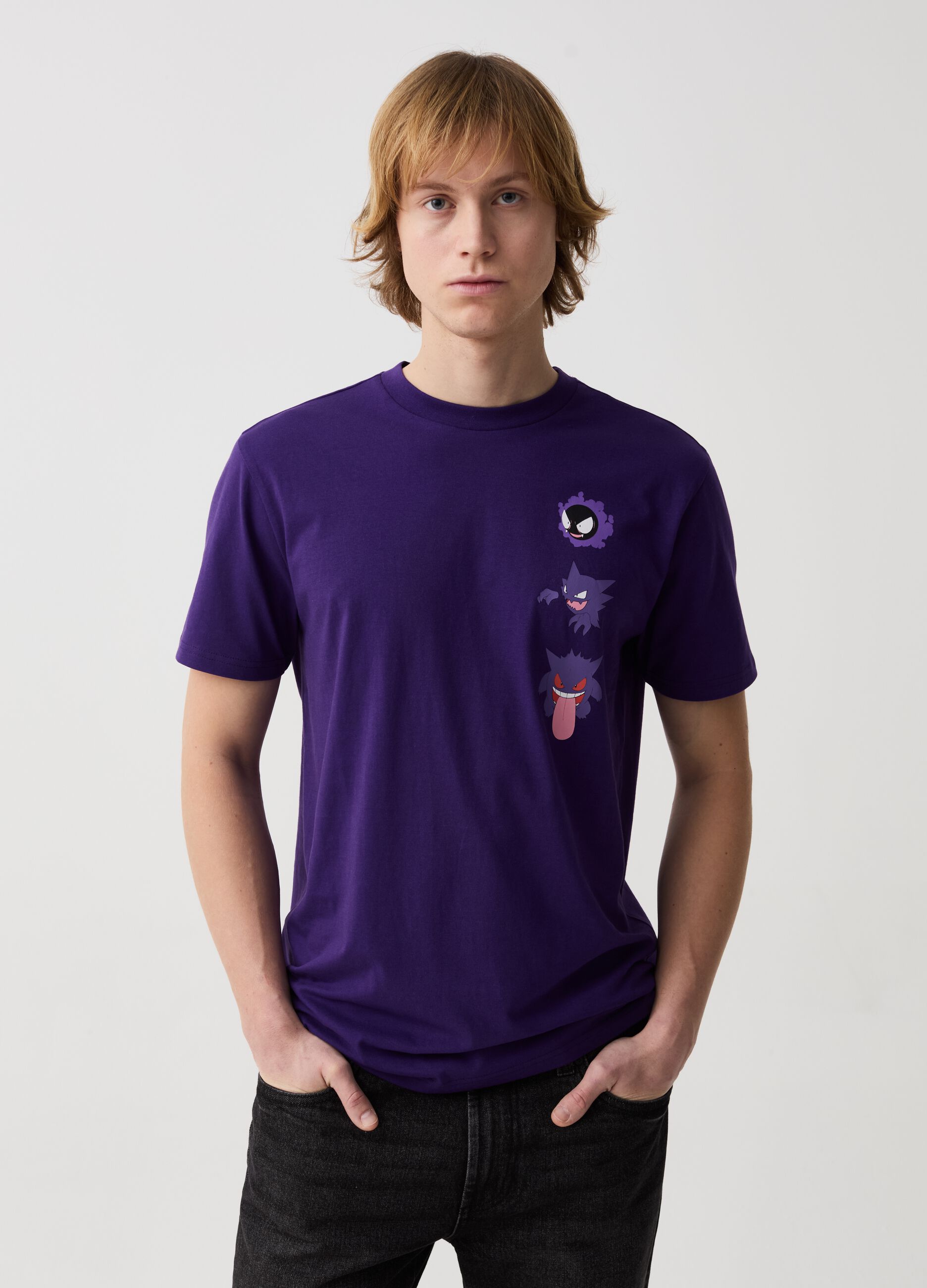 Cotton T-shirt with Pokémon Gengar print