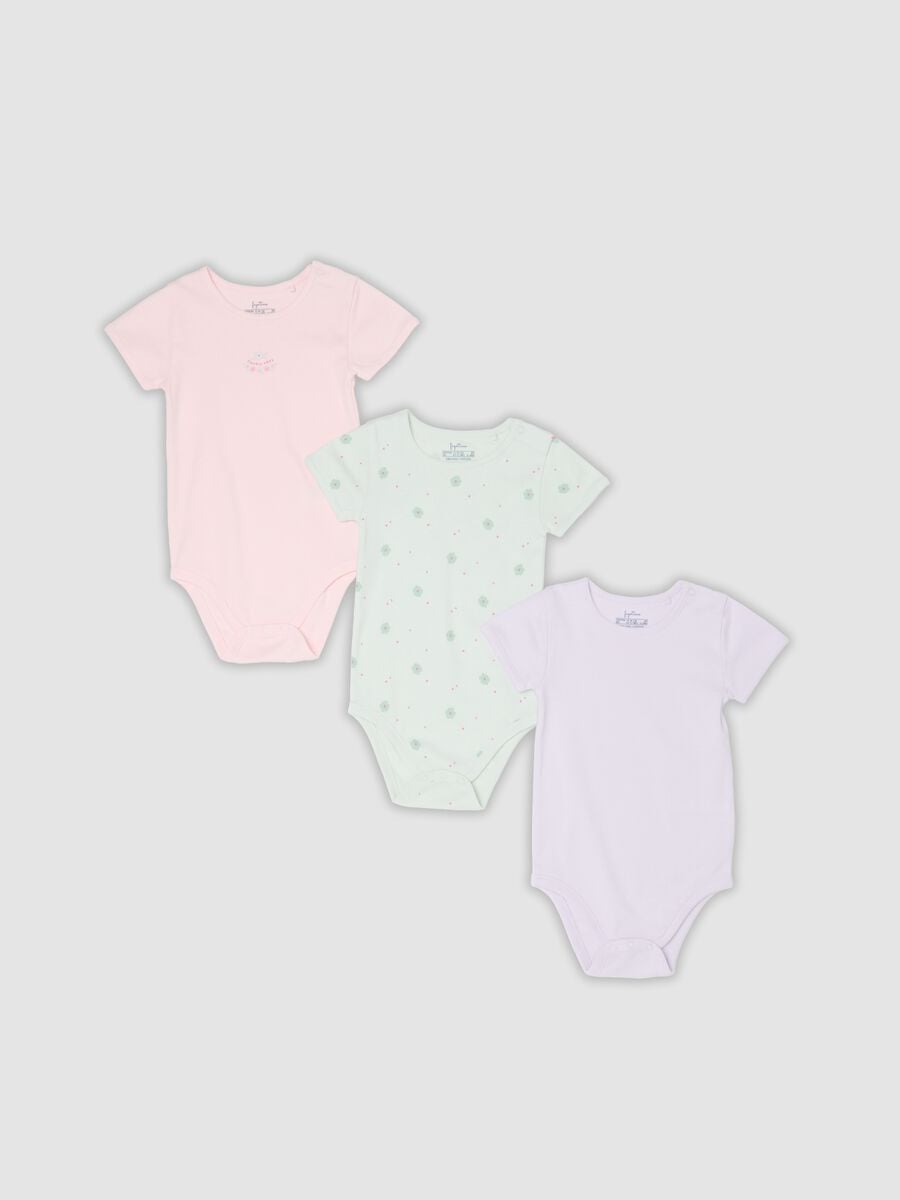 Tripack di body multicolor in cotone organico per neonata e bimba_0