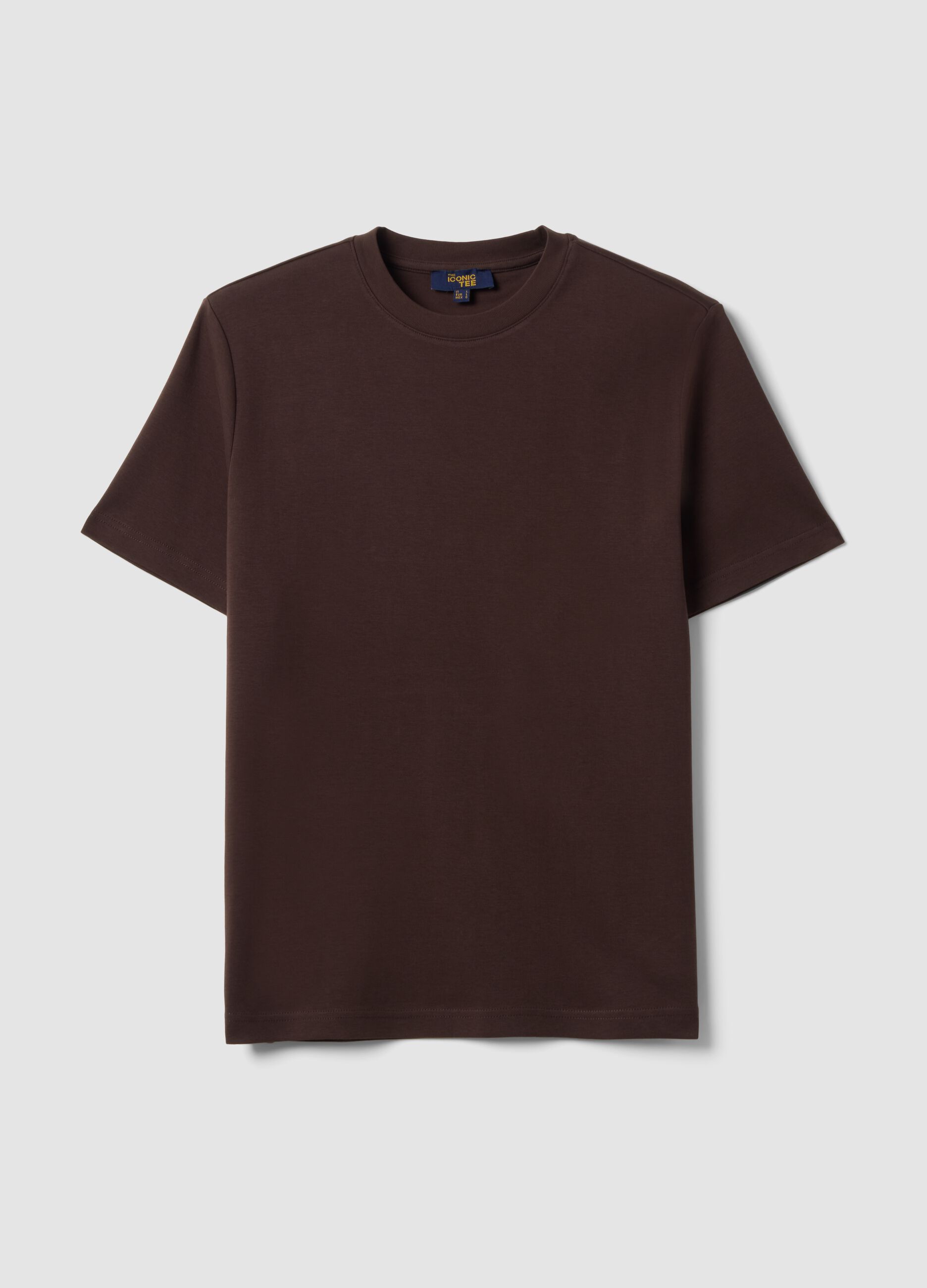 Brown pure cotton regular-fit short-sleeve T-shirt