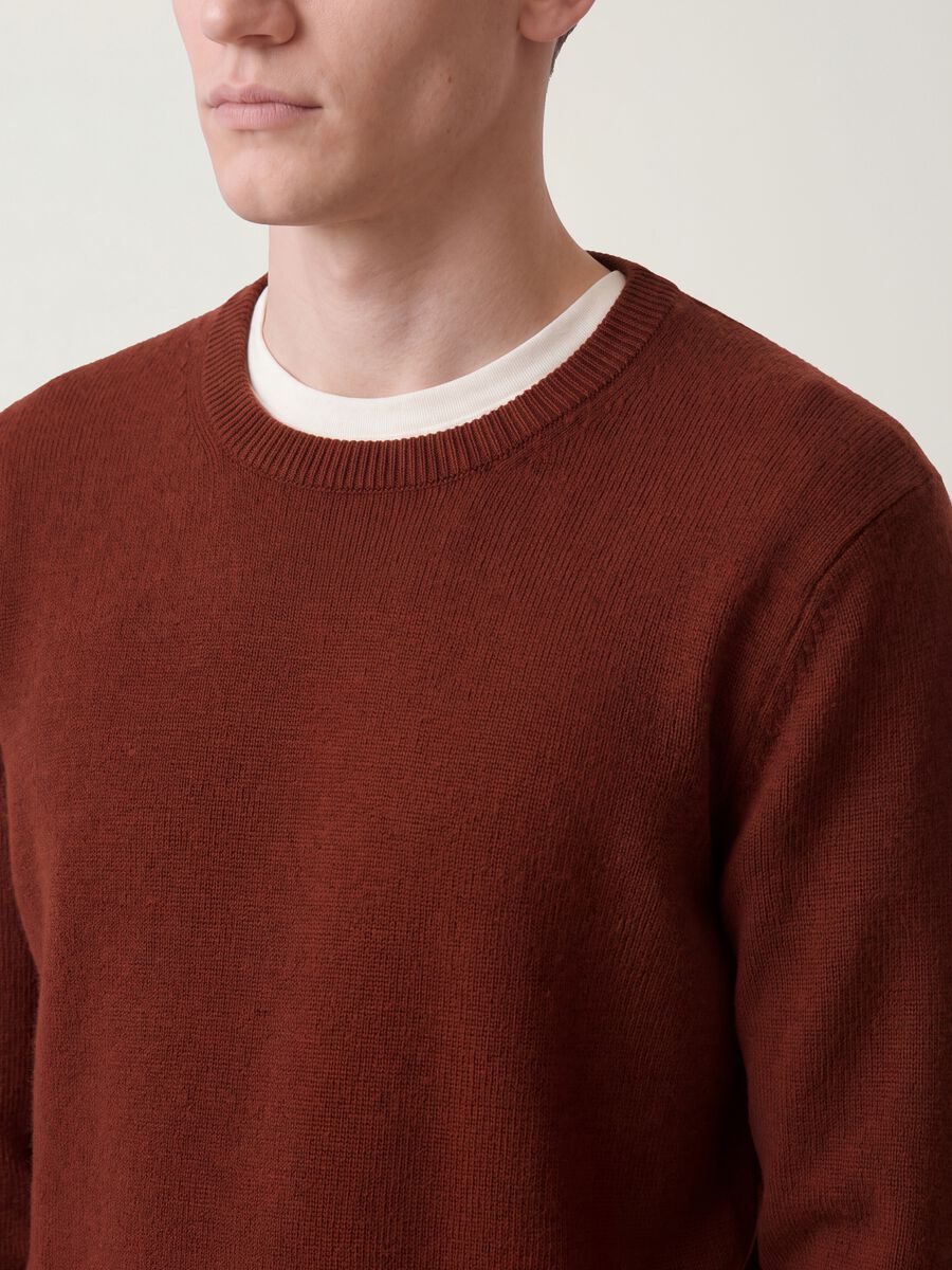 Maglia marrone girocollo in jersey knit regular fit_2