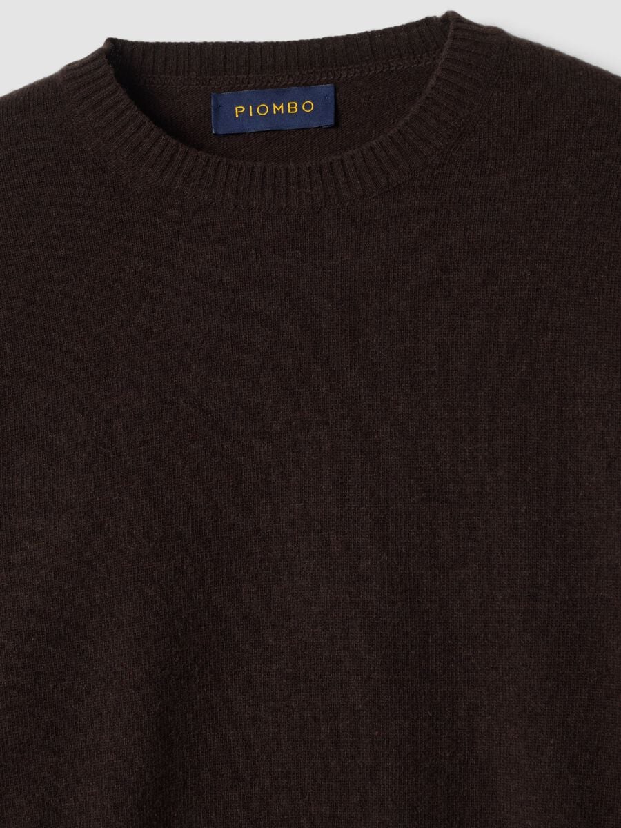 Brown pure wool crew-neck jumper, regular fit_1