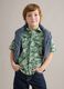 Camisa verde em algod&atilde;o puro com estampado tropical_0