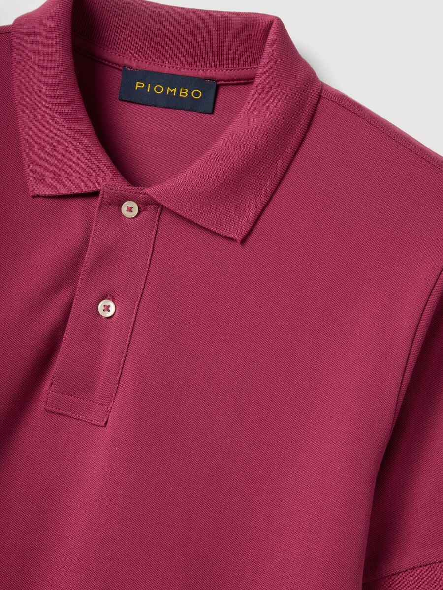 Short-sleeved pure cotton pink polo shirt regular fit_5