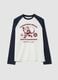 White organic cotton pyjama top with Santa print_0