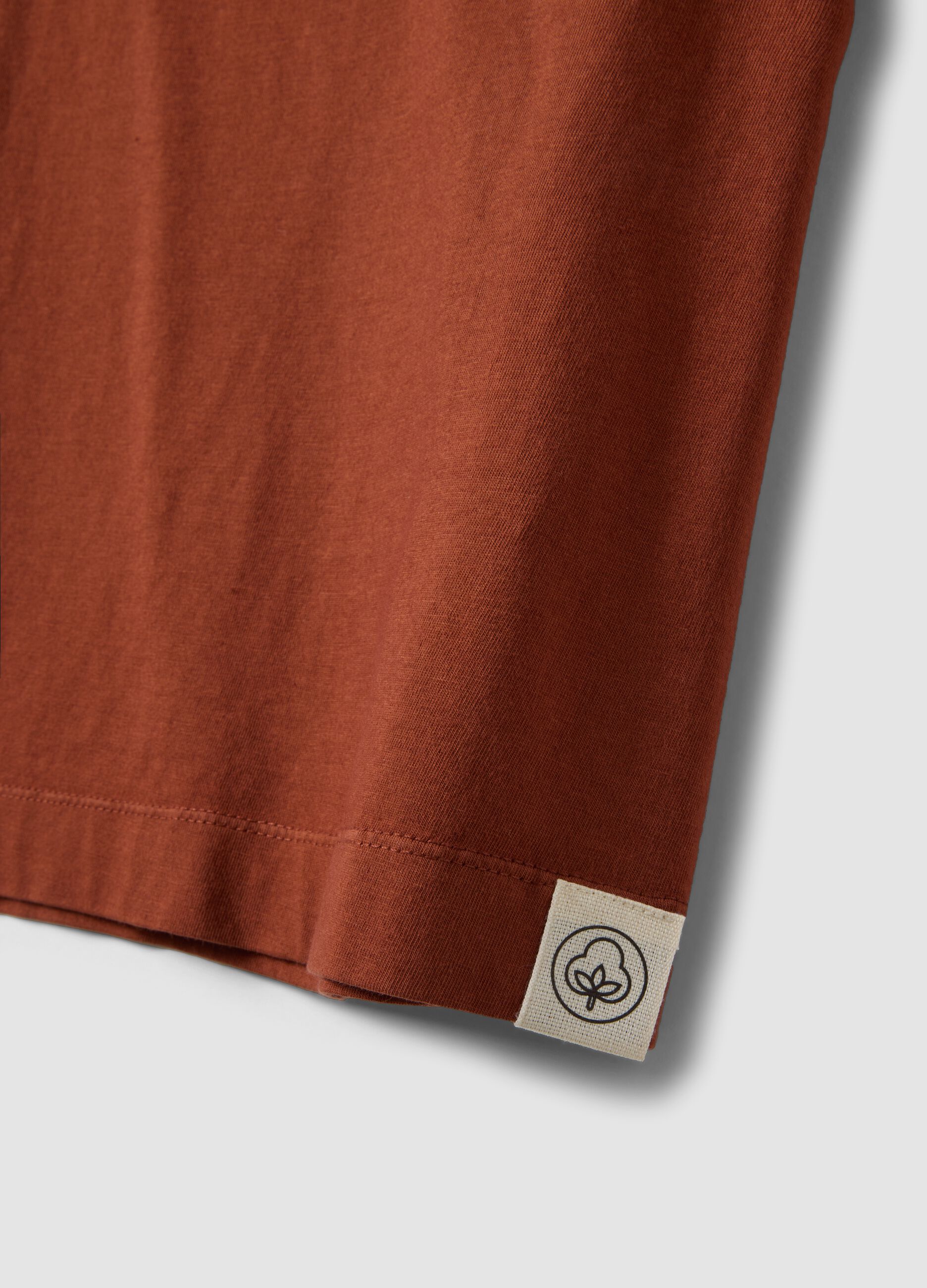 Red short-sleeved pure cotton T-shirt, regular fit