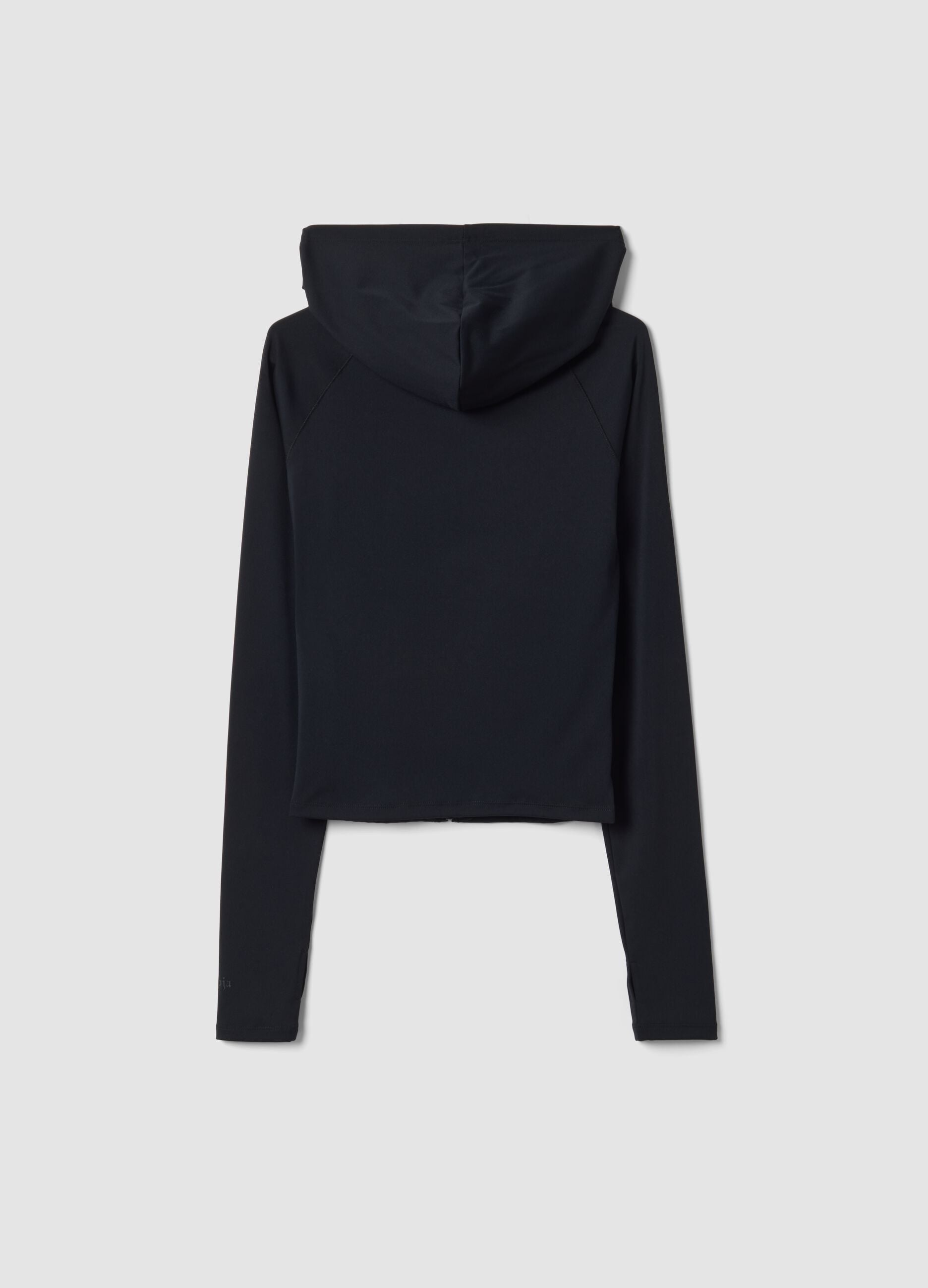 Black Fitted Full-Zip Yoga Hoodie