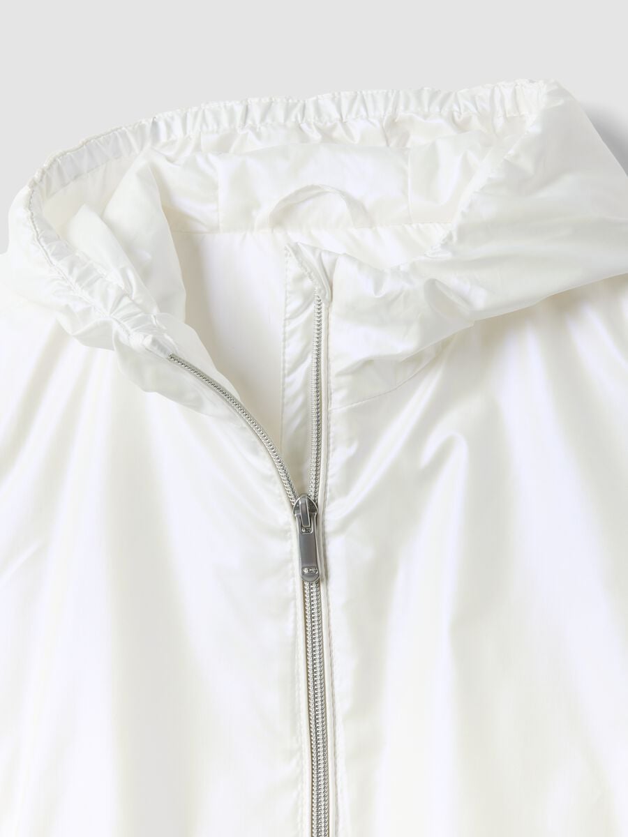 Veste de pluie blanche &agrave; capuche et zip pour fille_2