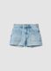 Light blue stretch denim cotton shorts for girls_0