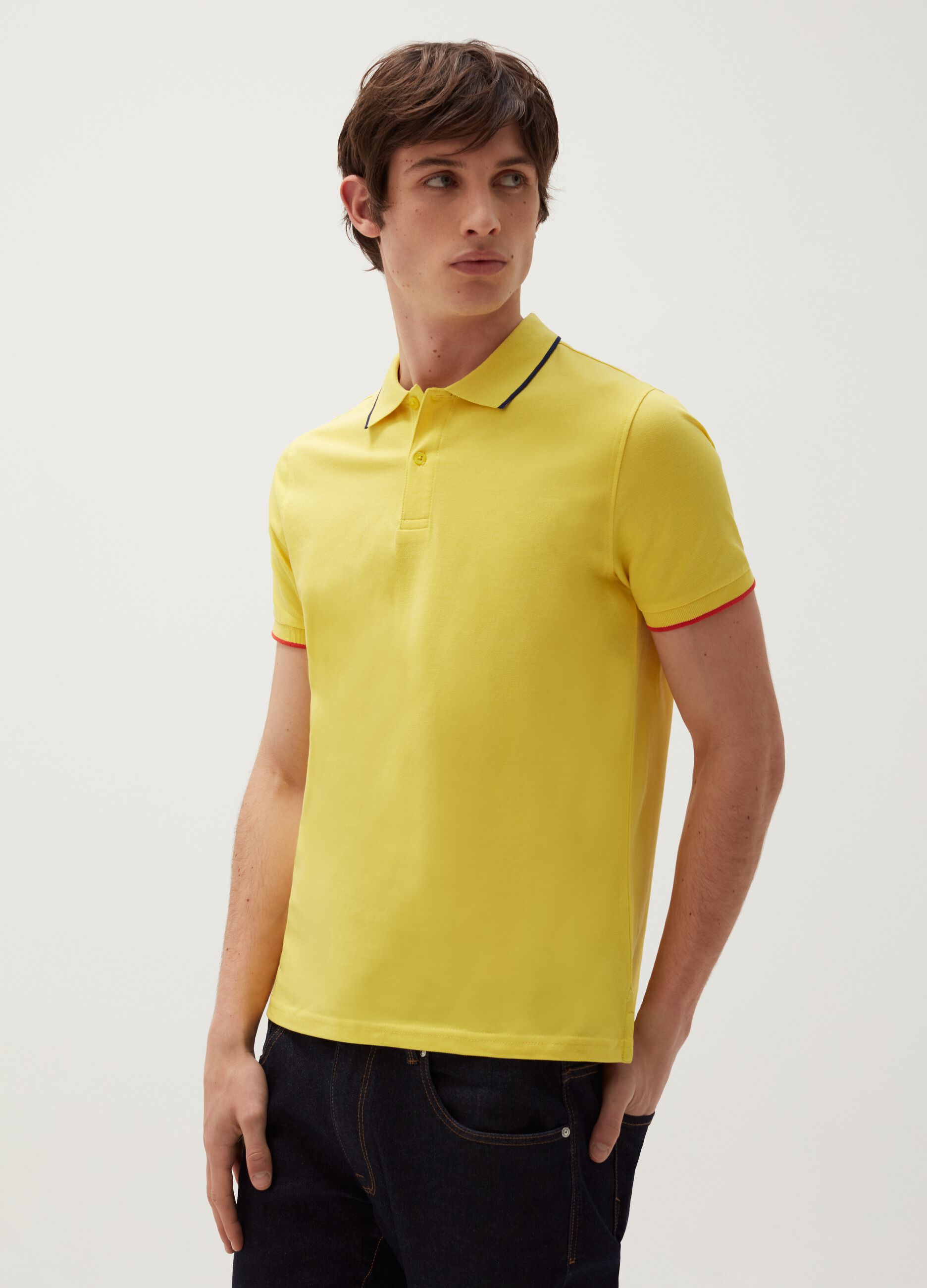 Cotton piquet polo shirt with contrasting trim
