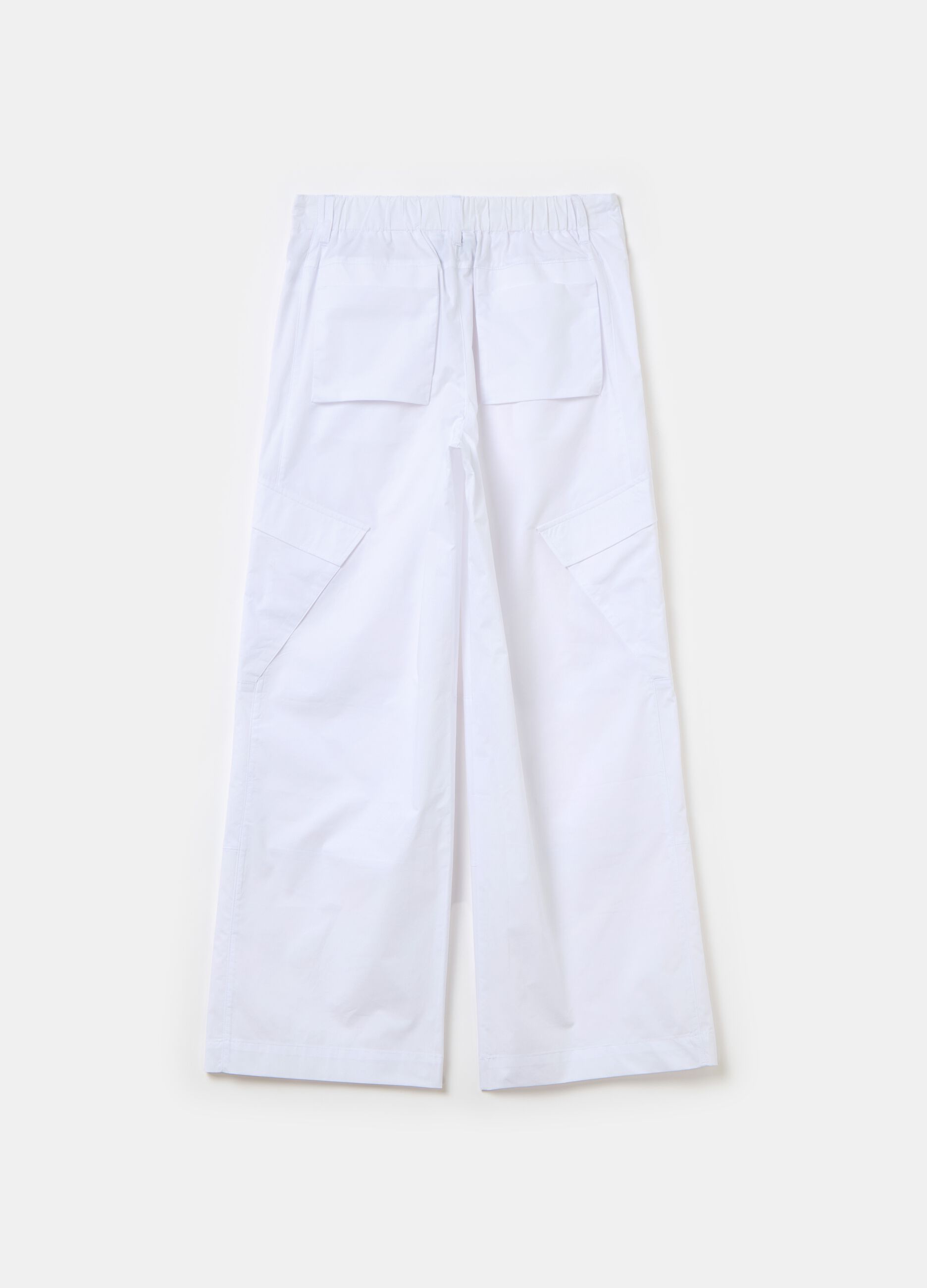 Light Wide-Leg Cargo Trousers White