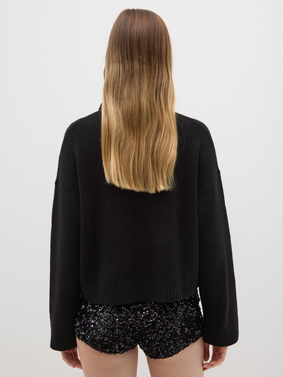 Black Regular Fit Turtleneck Sweater_3