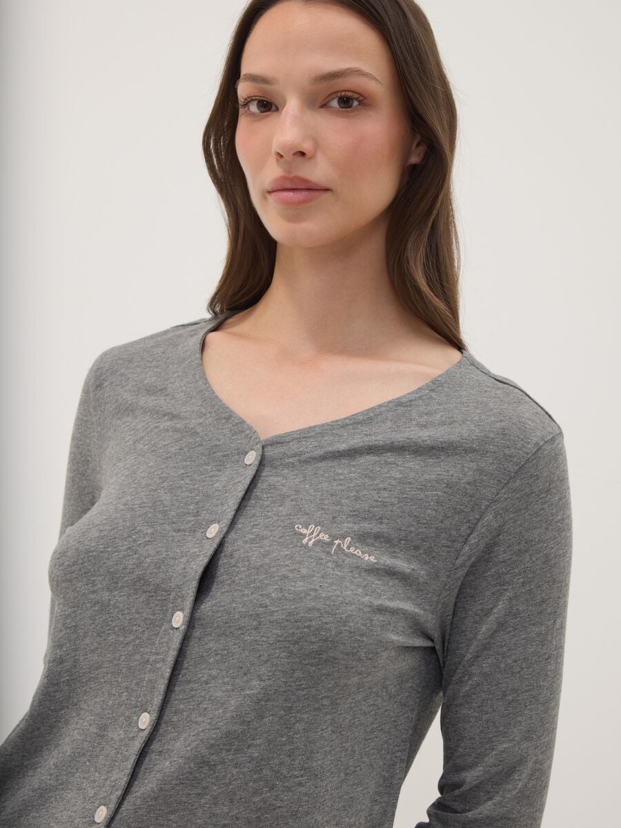 Graues Pyjama-T-Shirt aus Baumwoll-Viskose-Mix_1