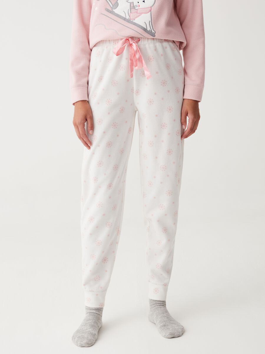 Fleece pyjamas with Christmas cat embroidery_1
