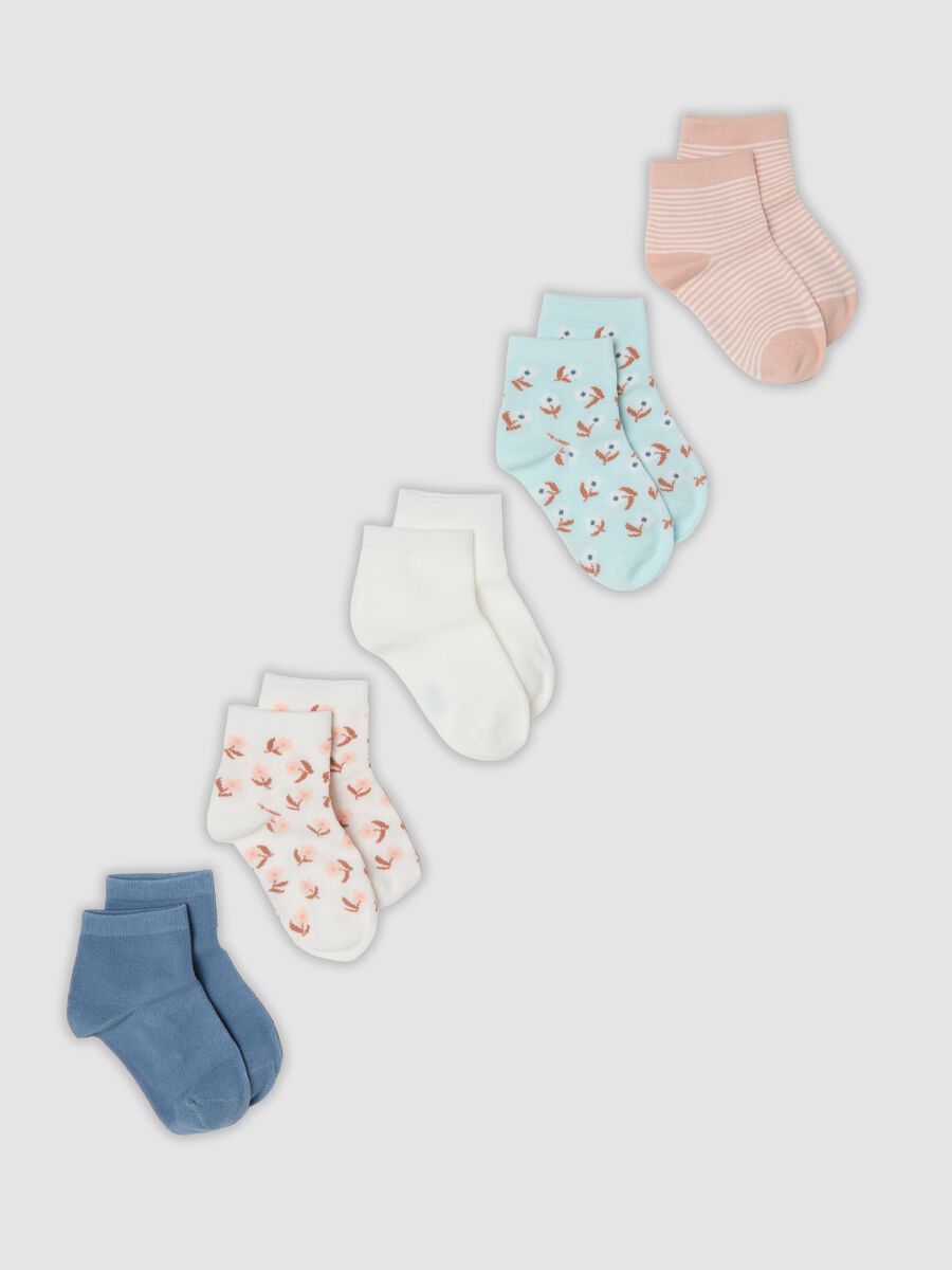 Five-pack of multicolour short socks in stretch organic cotton_0