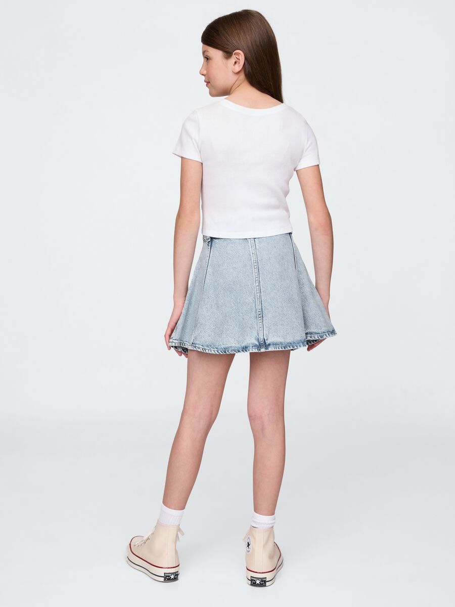 Flared denim skirt with pockets_1