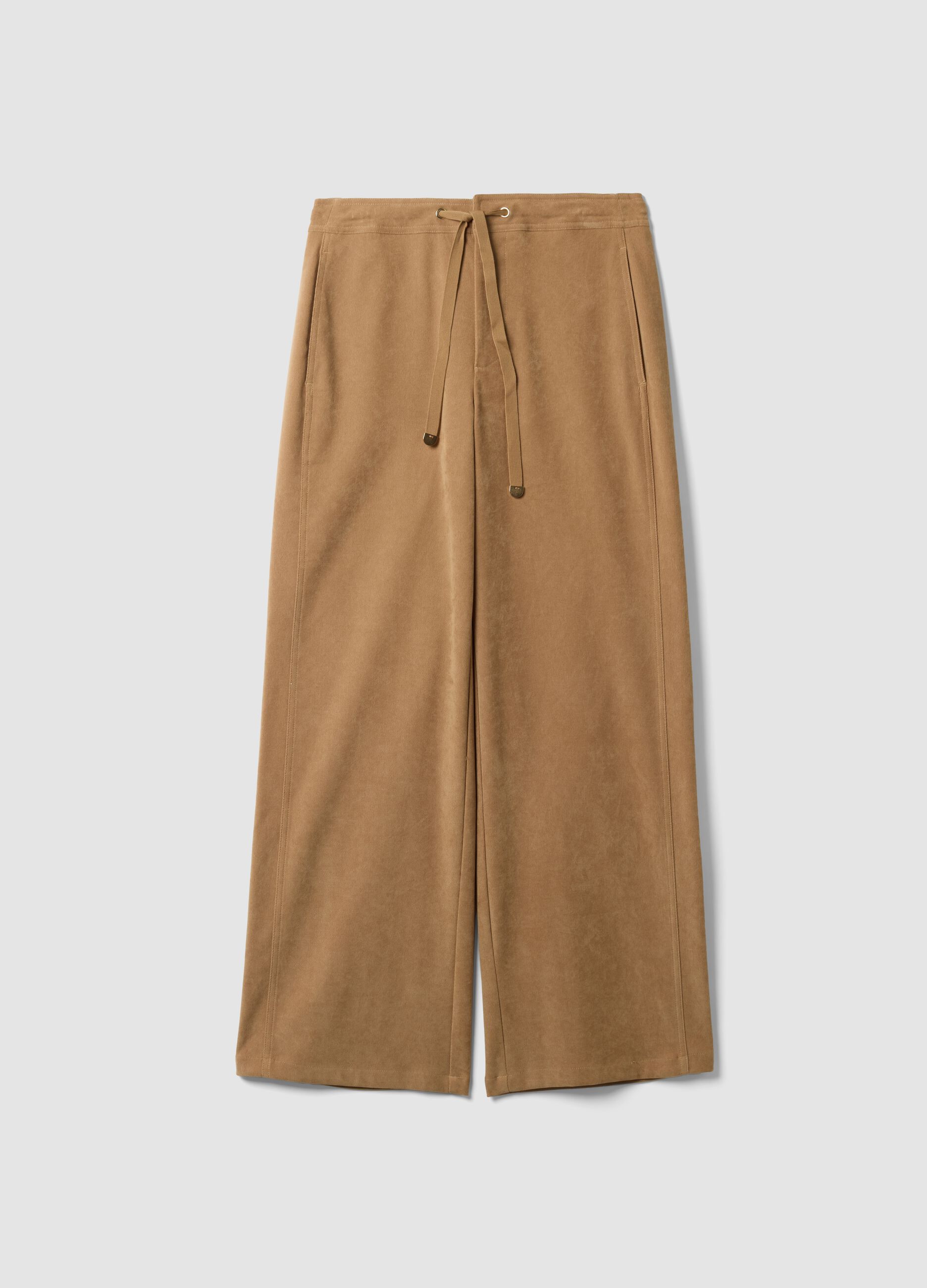 Beige Straight-Fit-Hose aus Stretchgewebe