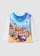 White pure cotton crew-neck T-shirt with Mario Kart print_0