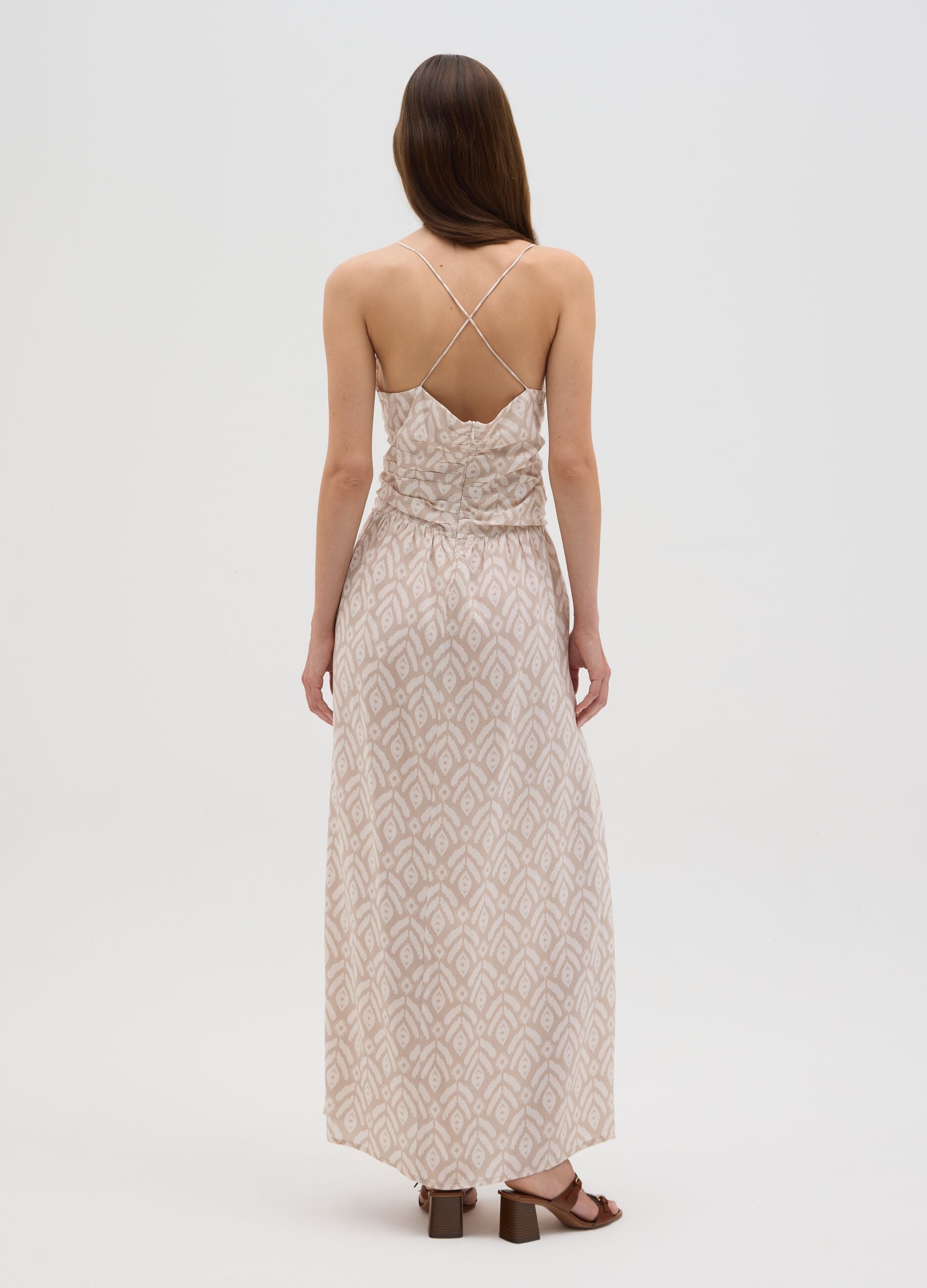 Women's long dress in pure multicolour viscose slim fit