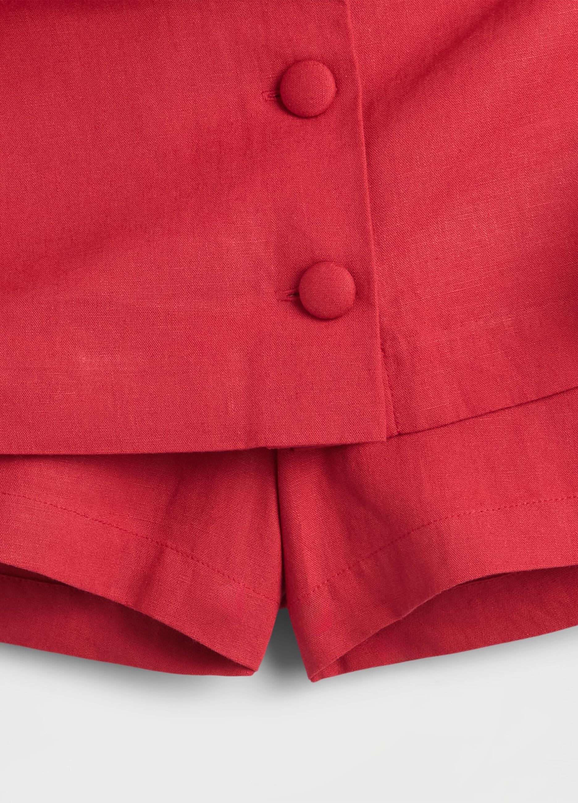 Red linen-blend skirt regular fit