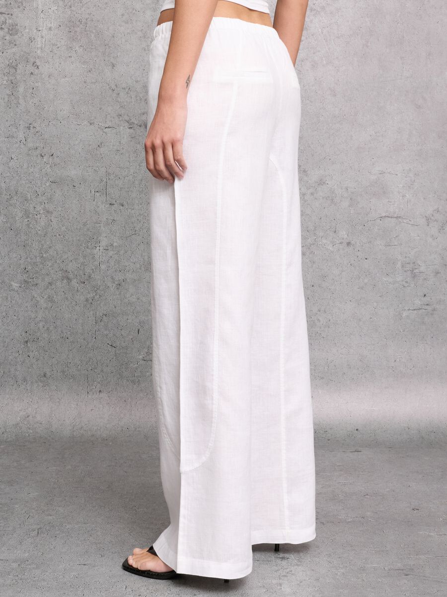 100% Linen Wide-Leg Trousers White_2