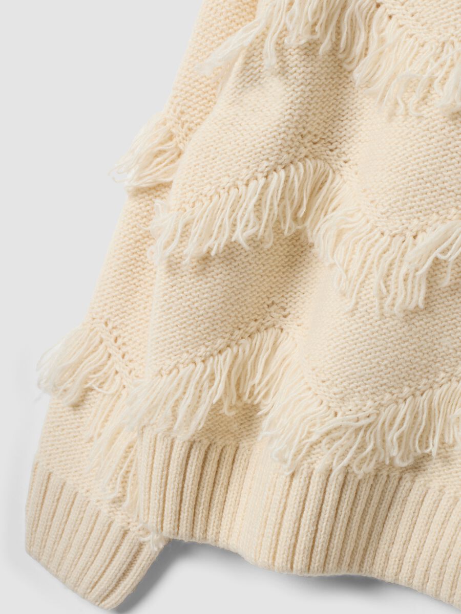 Beiger Strickpullover mit Fransen und Rundhalsausschnitt f&uuml;r M&auml;dchen_2