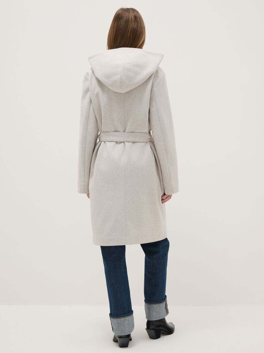 Regular fit beige single-breasted coat with belt_2